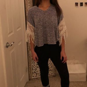 Hollister grey flowy top